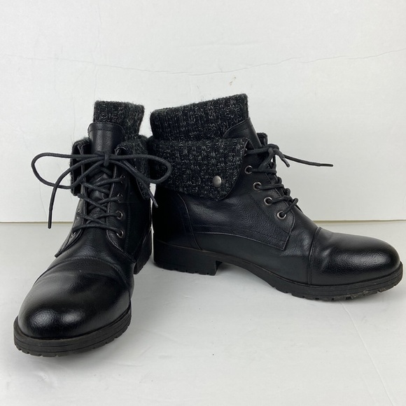 Jessica Cline Karlie Black Lace Up Sweater Booties - Picture 1 of 12